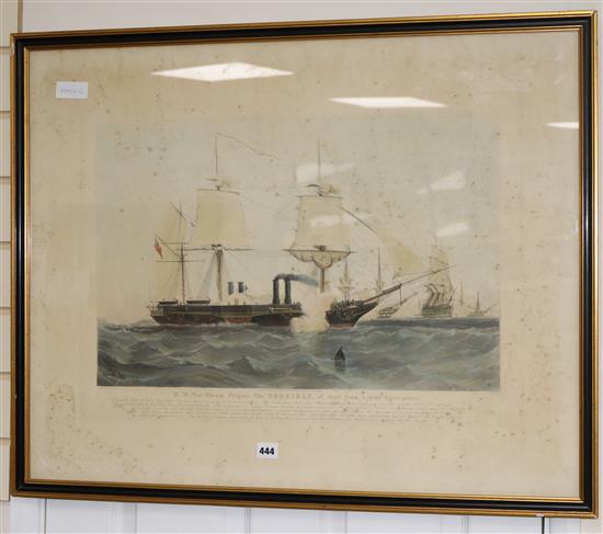 Papprill after Knell, colour print, HM War Steam Frigate The Terrible of 1847, overall 65 x 81cm